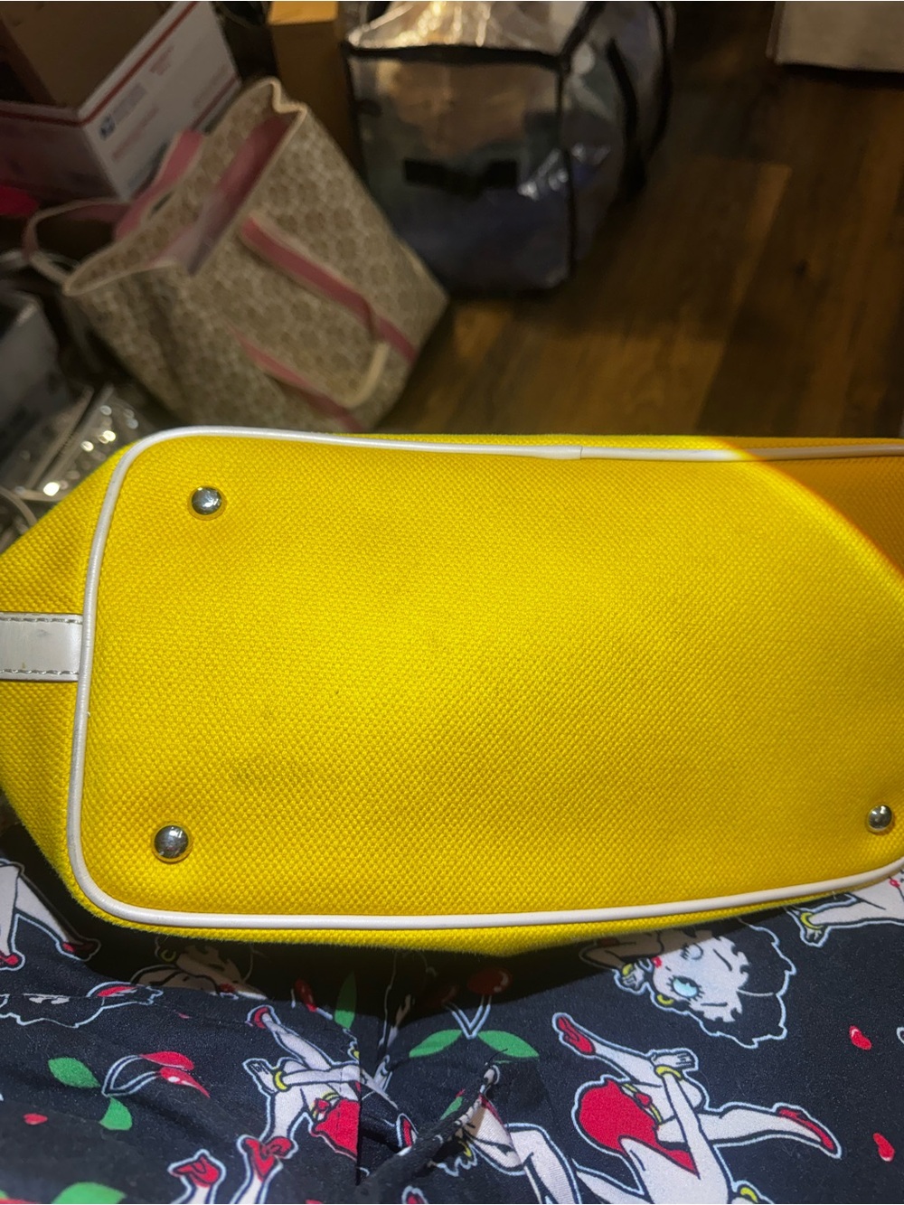 Michael Kors Mustard Canvas Tote with Tan Leather Straps - Picture 6 of 13
